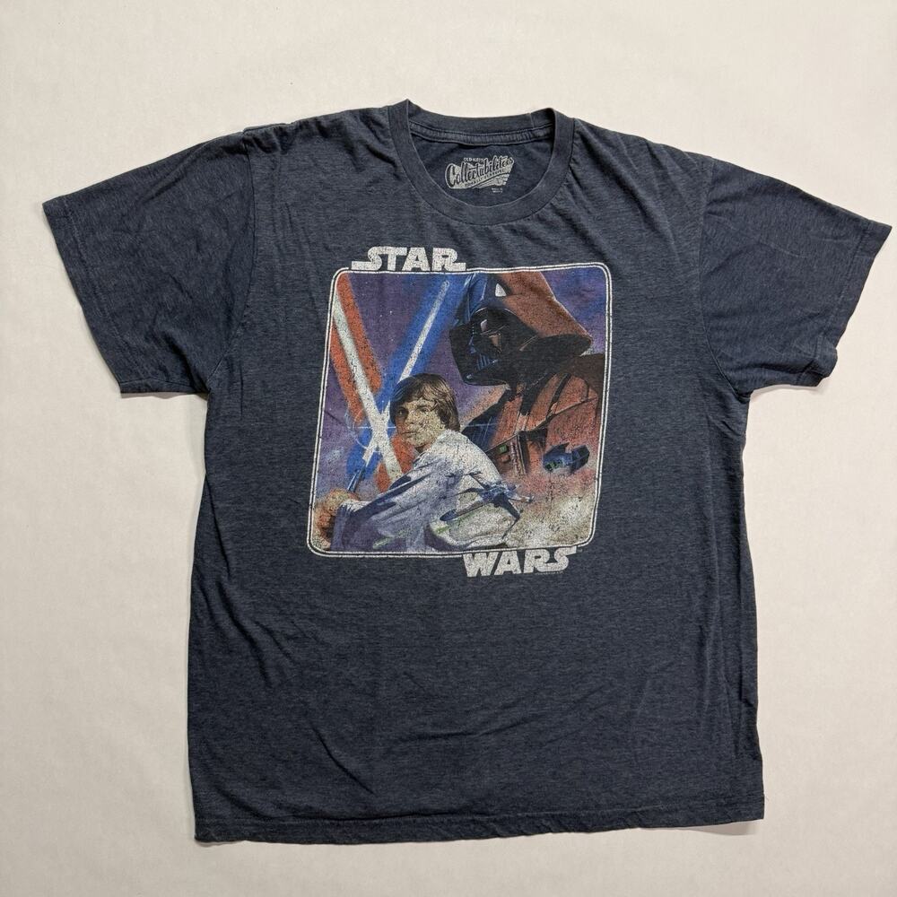 Old Navy Collectabilitees Star Wars T-Shirt L Luke Skywalker Darth Vader Navy